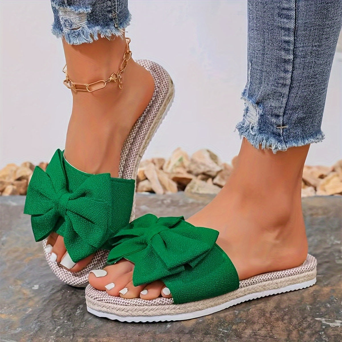 Women's Flat Sandals Open Toe Breathable Fabric Cushioned Insole