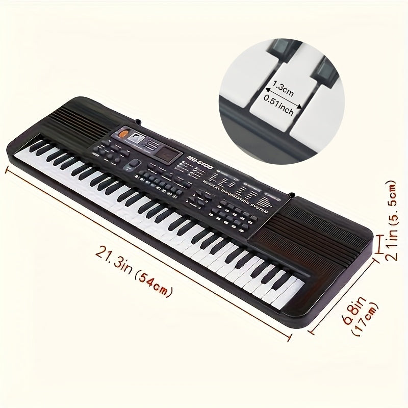 Portable Electronic Keyboard 61 Keys with Microphone for Beginners Educational Toy Black