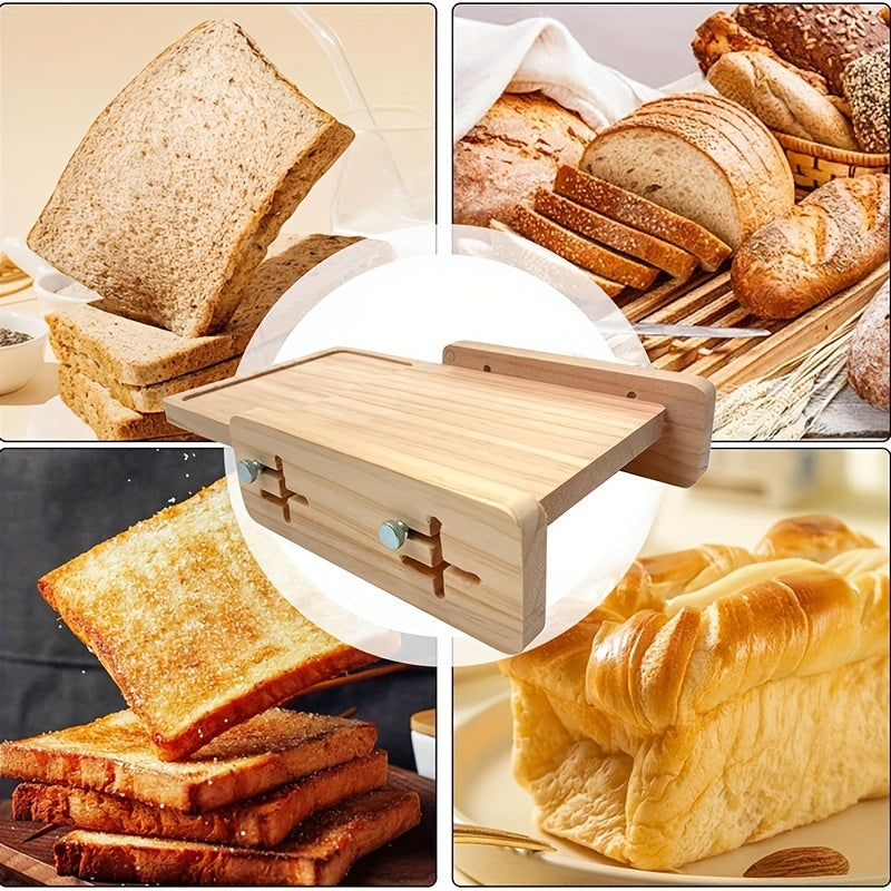 Wooden Bread Slicer with Storage Tray Kitchen Baking Tool