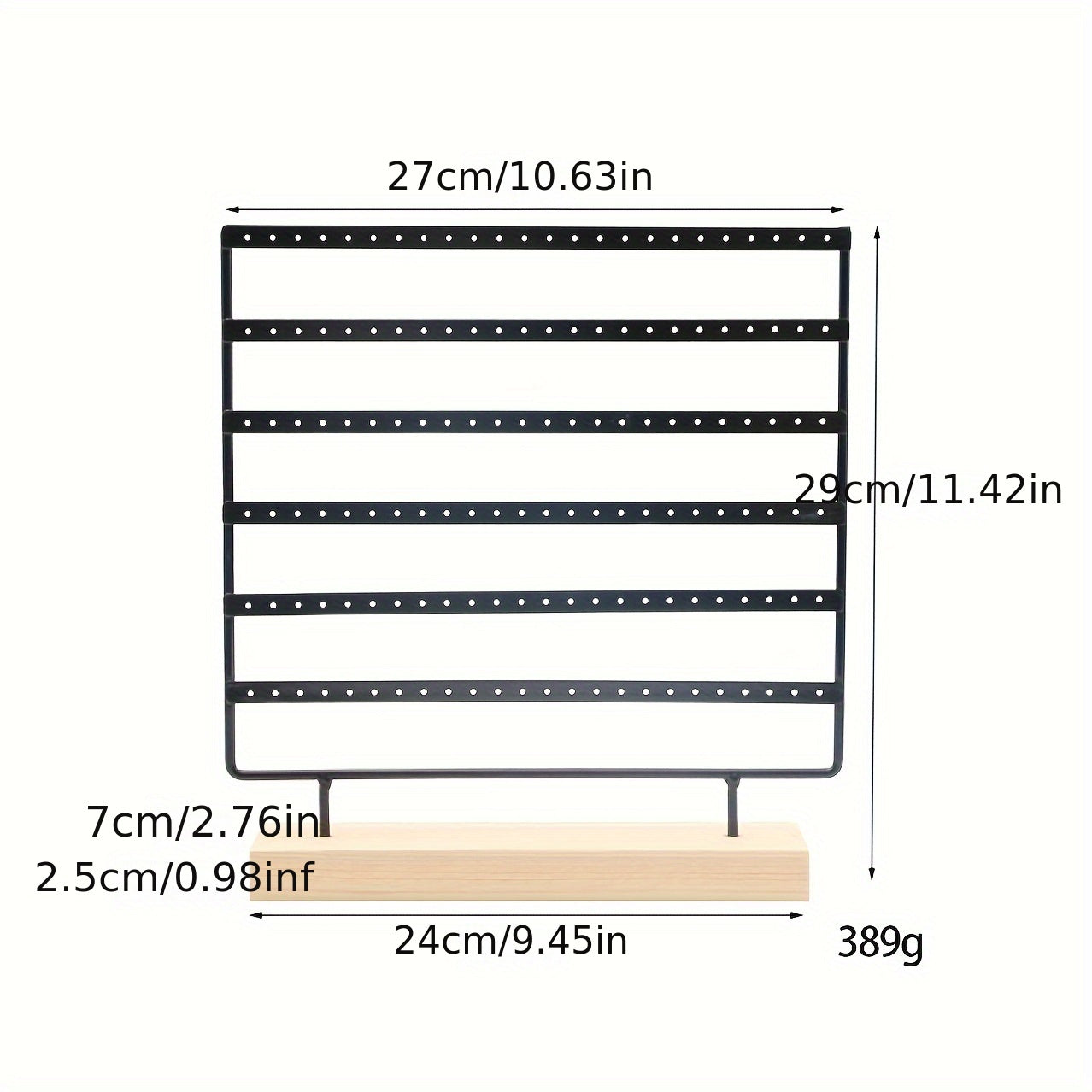 Шестиярусная витрина для серег с металлическим держателем и деревянной основой