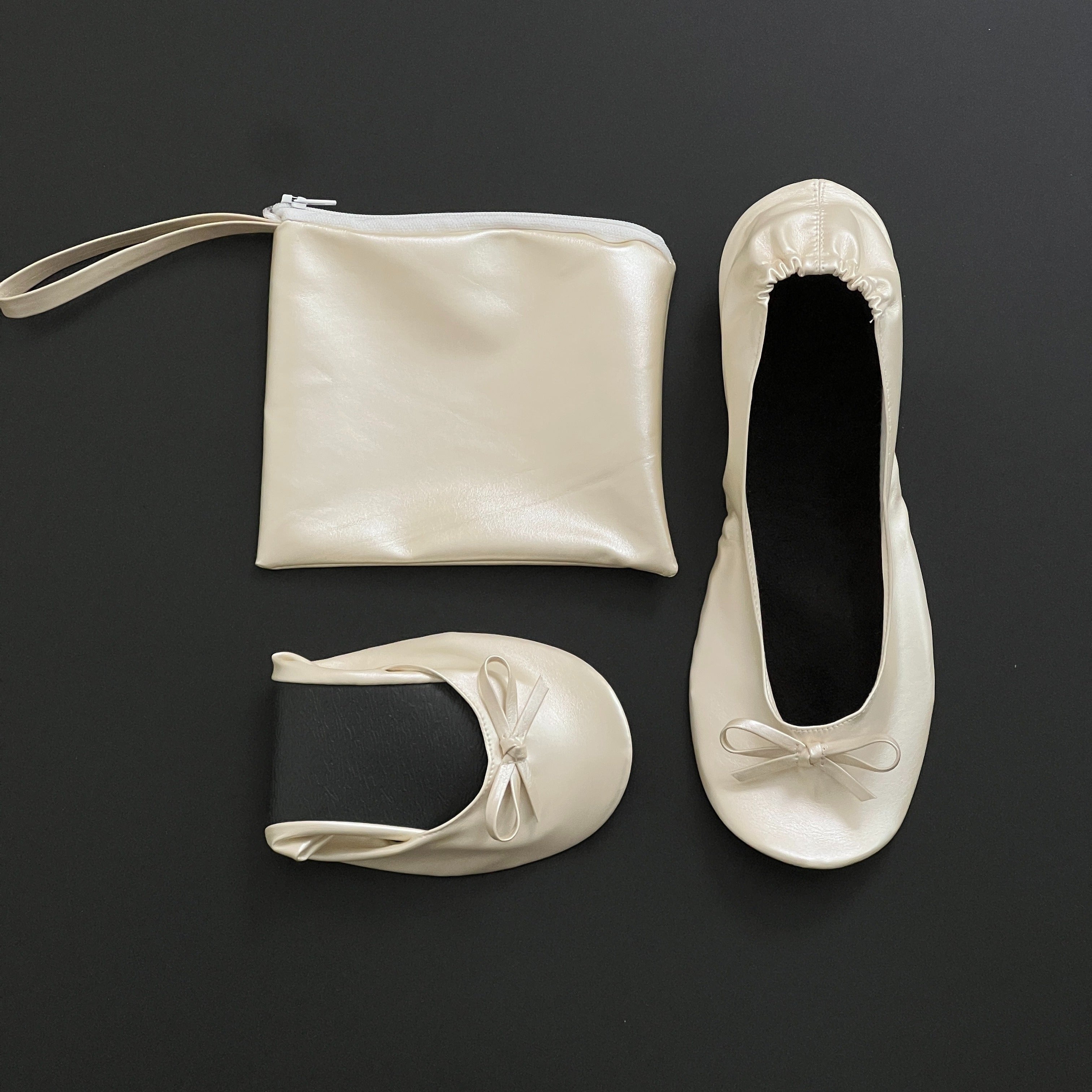 Women's Soft Sole Ballet Flats, Foldable Wedding Dance Shoes, Solid Color