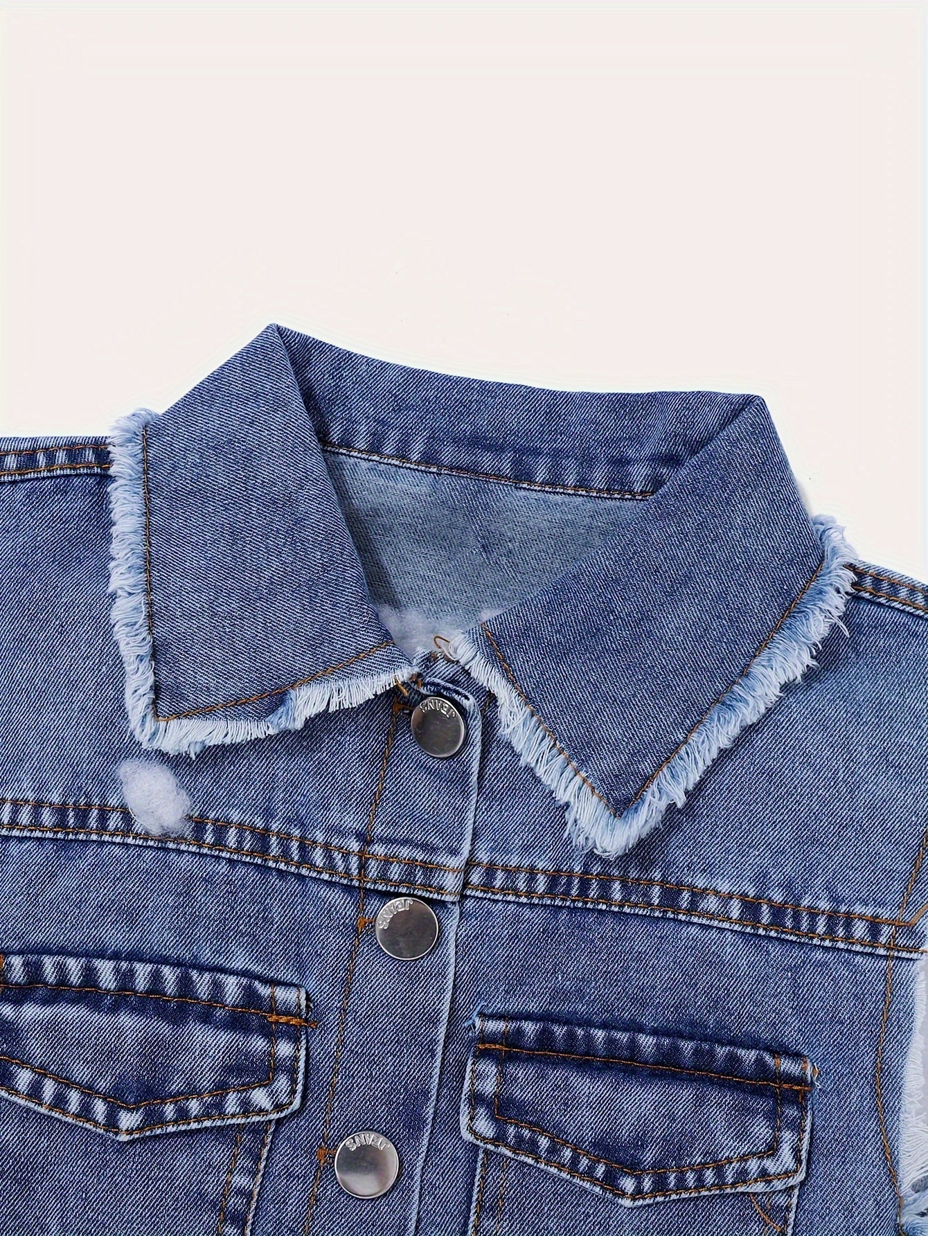 Girls Denim Set Medium-Large Size Solid Color Woven Peplum Spring Summer Fall