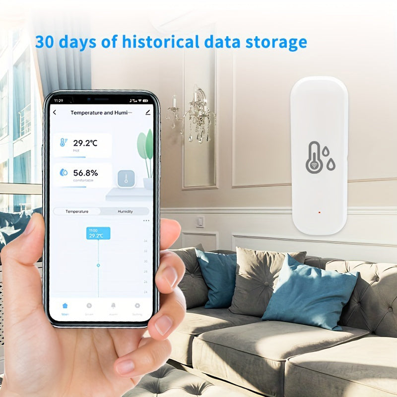 Wi-Fi Smart Temperature and Humidity Sensor for Home Automation Battery Powered Compatible with Alexa and Google Assistant
