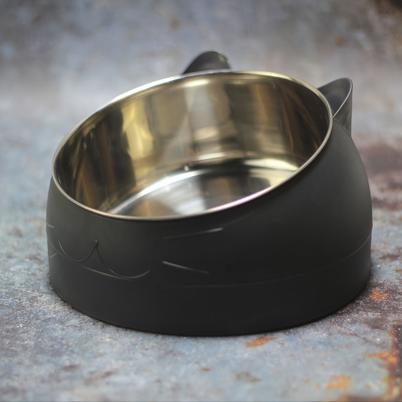 Raised Stainless Steel Cat Food Bowl with Non-Slip Base and 100ml Capacity