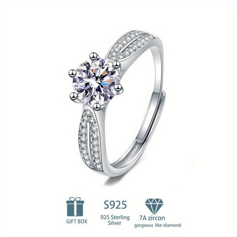 Sterling Silver 2ct Moissanite Engagement Ring Wedding Band Anniversary Gift