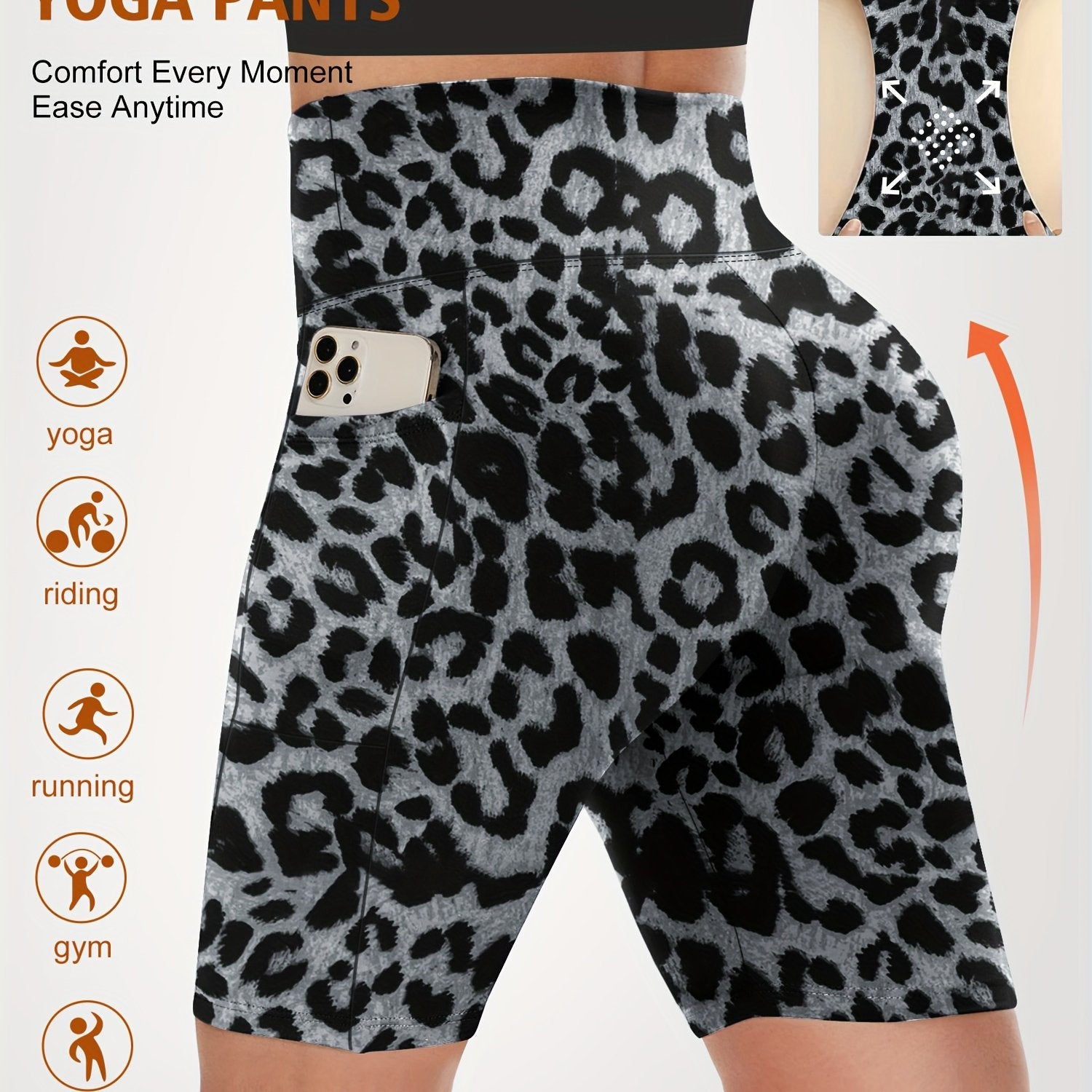 Pantalones cortos de tiro alto con elastano y bolsillos para mujer talla grande para verano