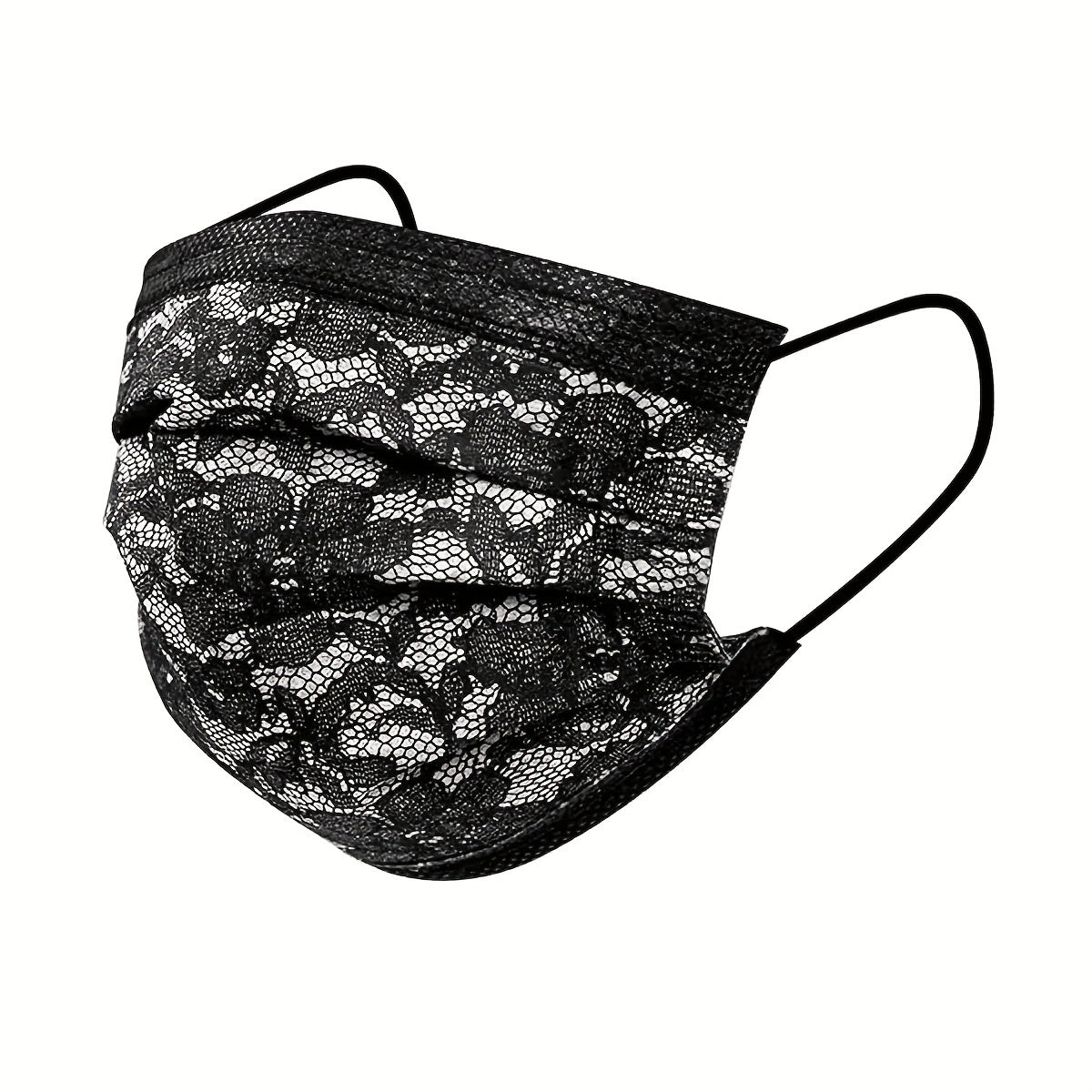 Set of 10 Women's Lace Face Masks Lightweight Breathable 3-Layer Protection for Travel