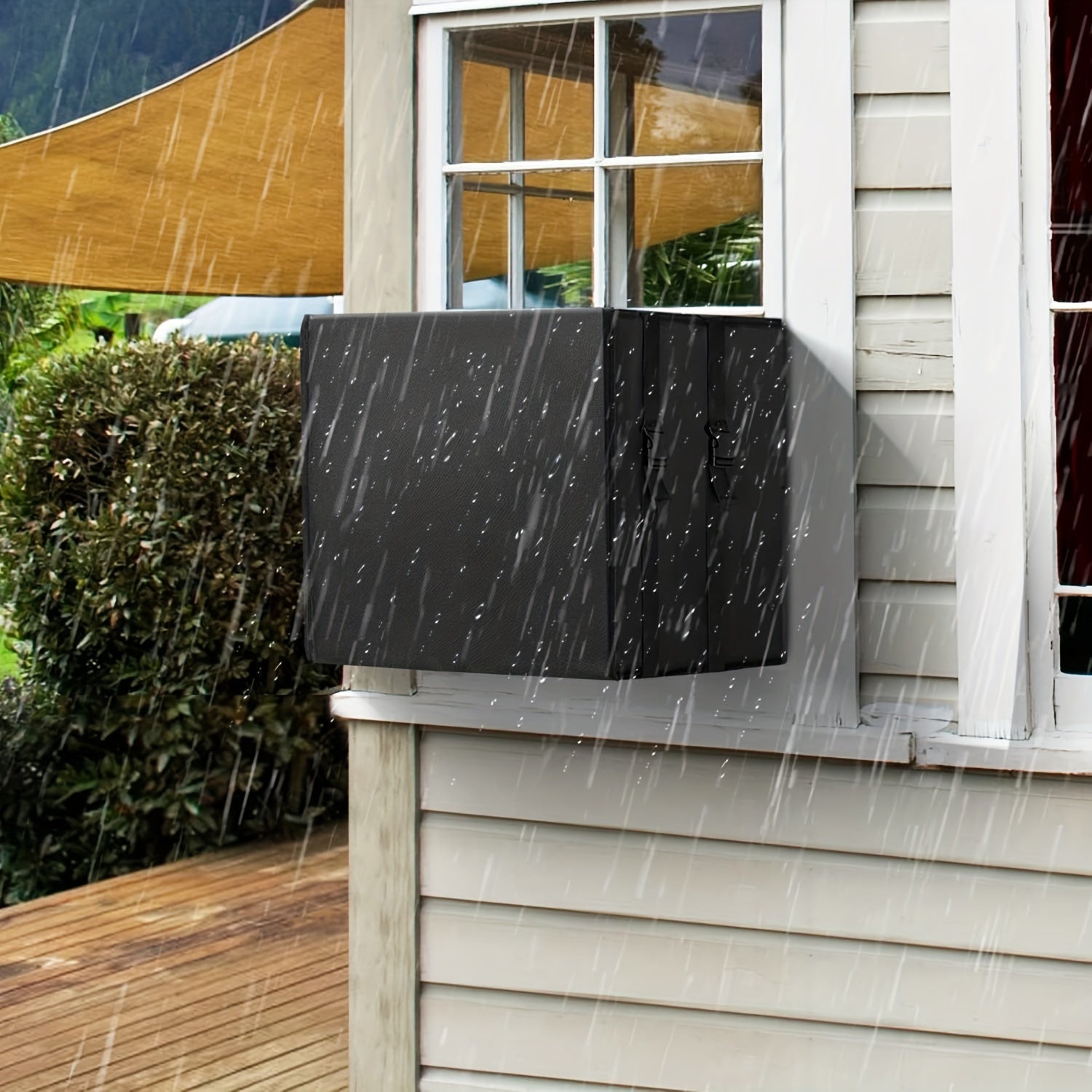 Outdoor Window Air Conditioner Cover Black Waterproof Dust-Proof 17x12x13 Inches
