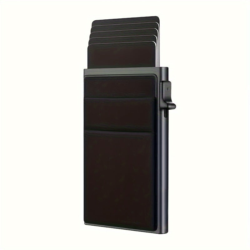 Men's Black Aluminum RFID Wallet with Dual Layer Back and Card Holder