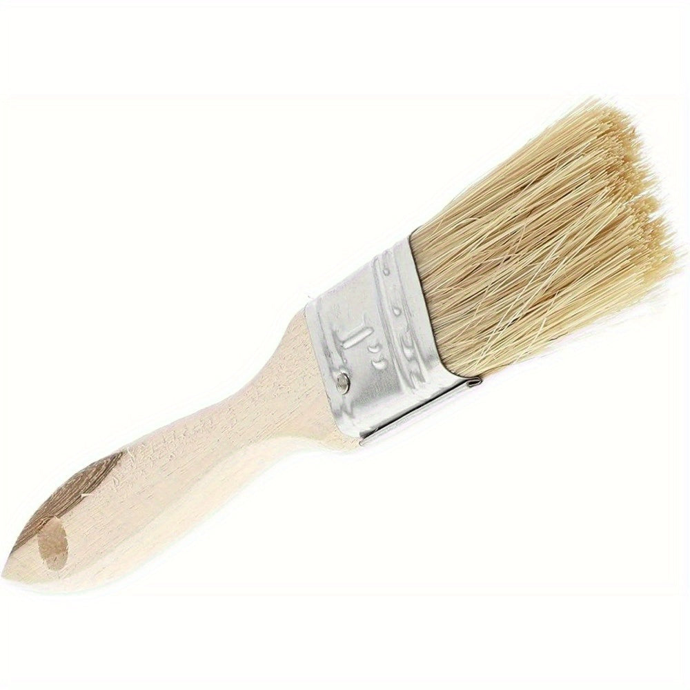 Set of 2/3 Flat Bristle Paint Brushes with Wooden Handles for Art and Handwork Indoor Outdoor