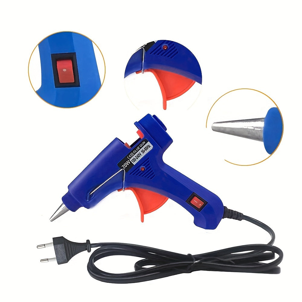 20W Hot Glue Gun with 20 Glue Sticks, Lightweight Handheld, Suitable for Crafts and Repairs