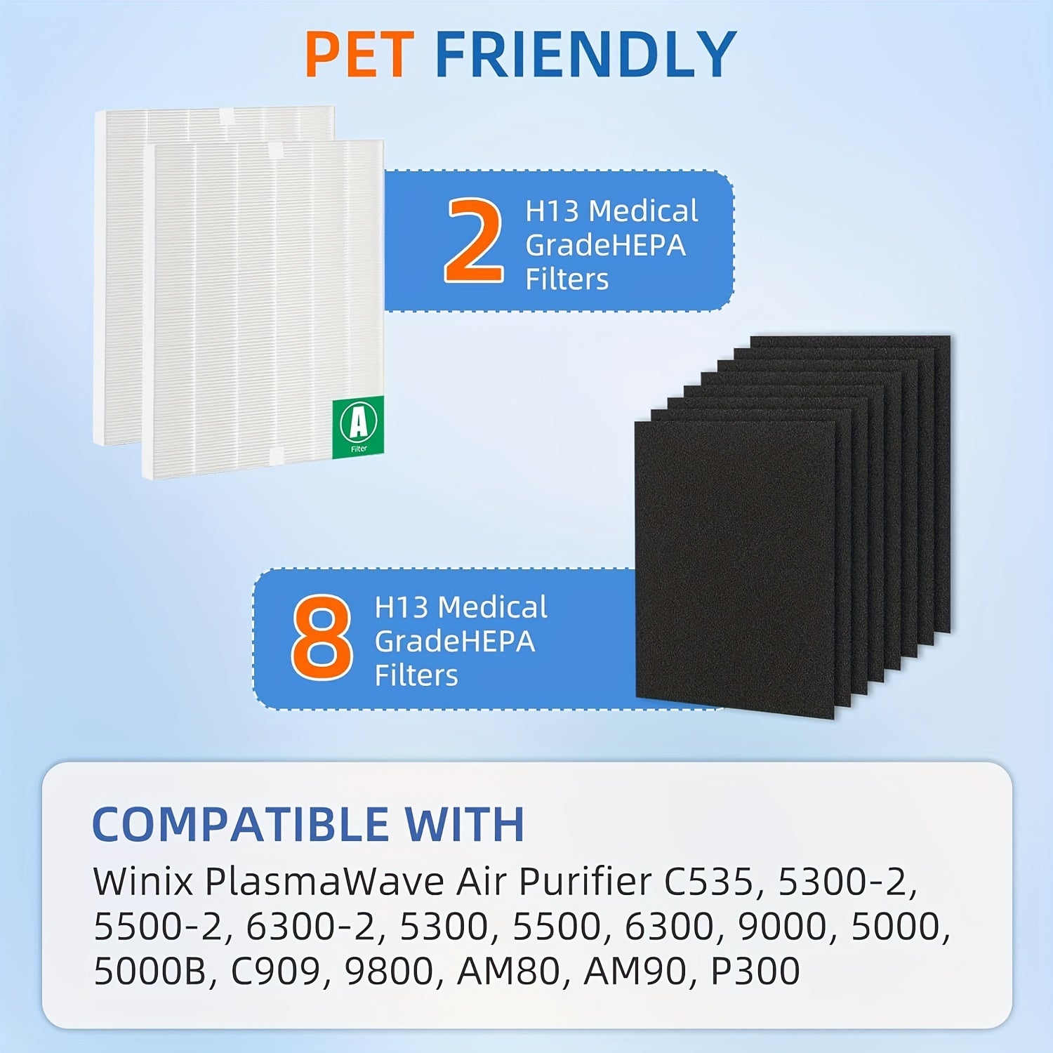 Winix Plasmawave karbon oldindan filtrlash uchun 10 dona HEPA havo tozalash filtrlari