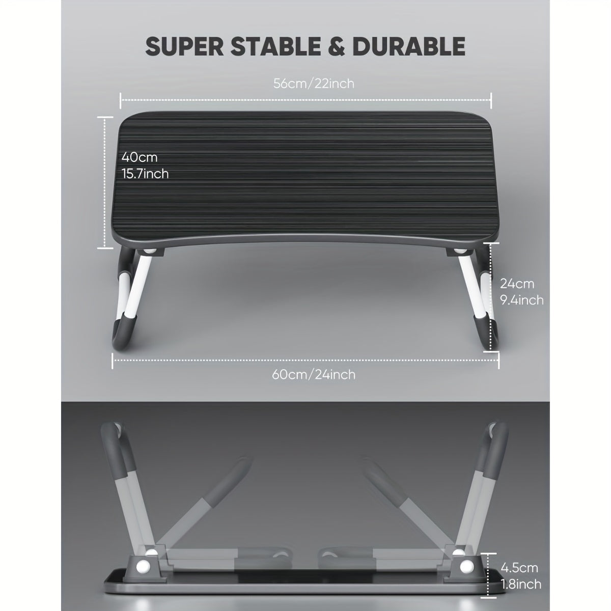 Bandeja portátil para portátil con diseño plegable, patas ajustables, mesa para cama