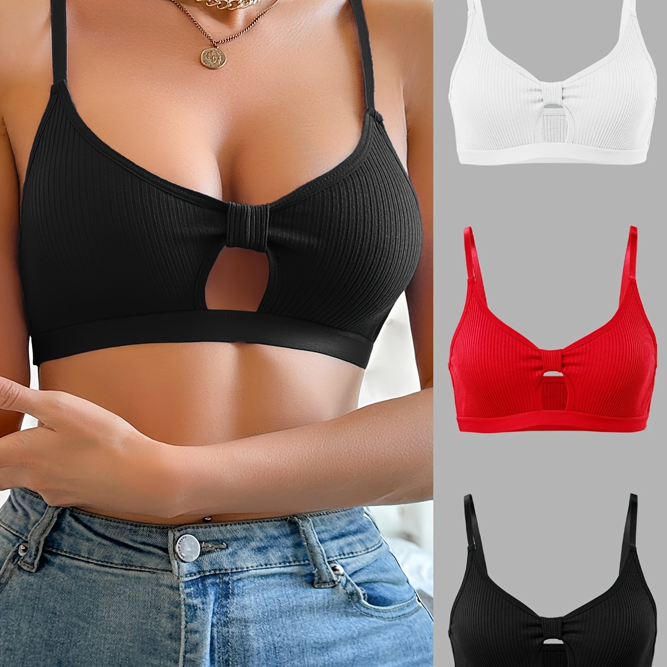 Women's Wireless Bras Bundle of Three Comfortable Cotton Soft Support