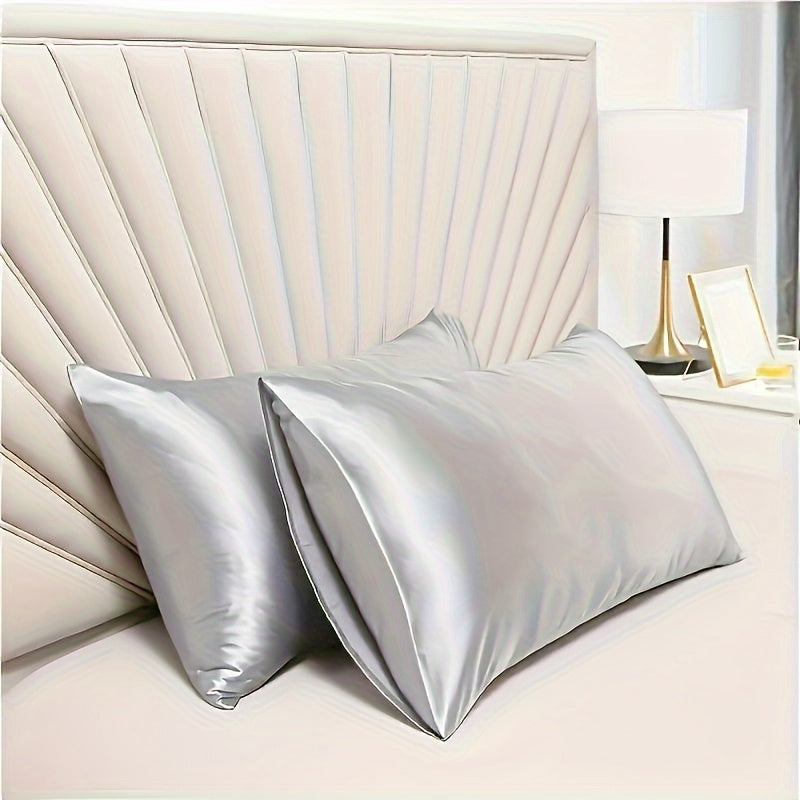 Set of Two Silky Soft Pillowcases with Breathable Cooling Feel Solid Color