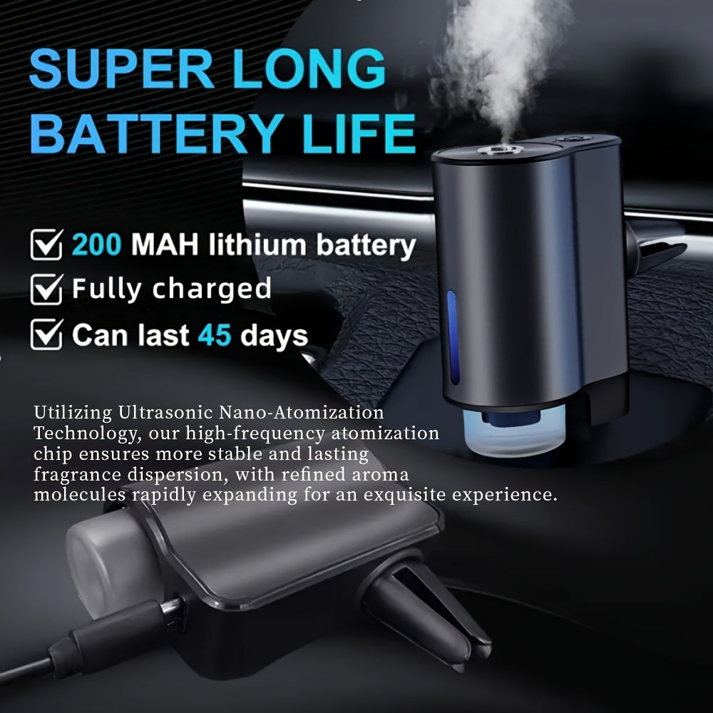 Smart USB Car Aroma Diffuser Essential Oil Humidifier 3-Speed Rechargeable Battery