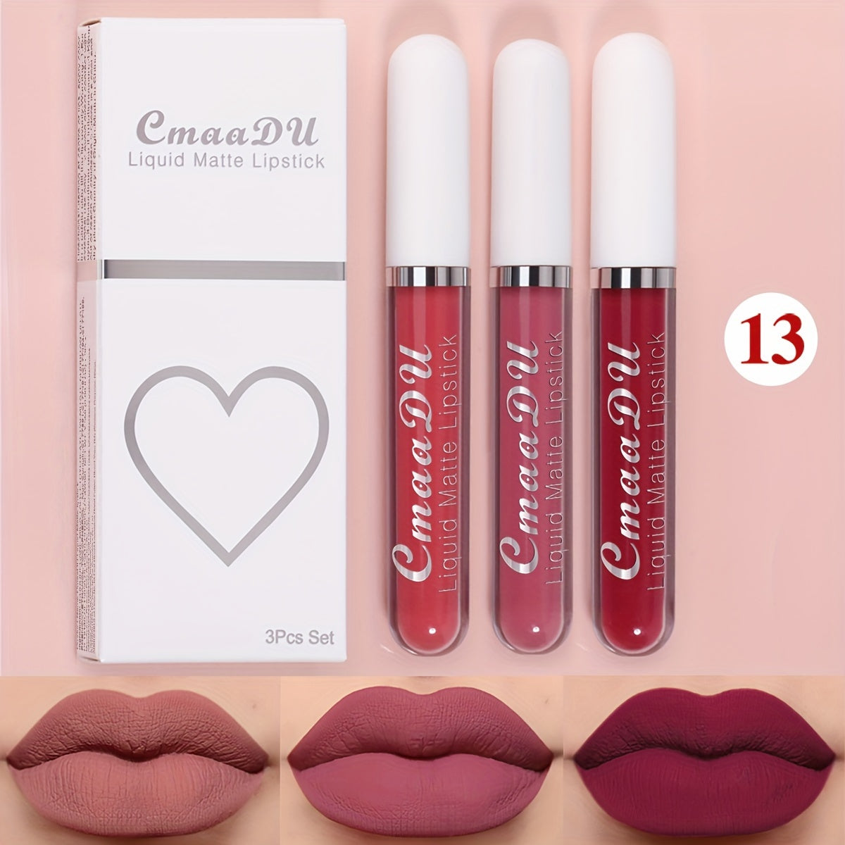 Set de labiales líquidos mate para mujer, a prueba de agua y de larga duración en tonos rojos