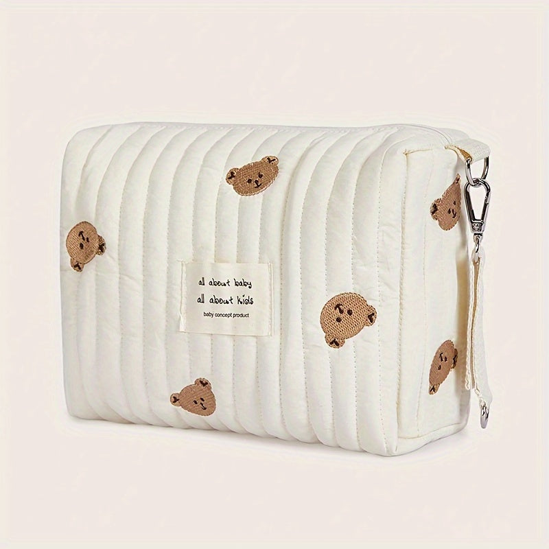 Baby Diaper Organizer with Zippered Embroidered Storage Pouch