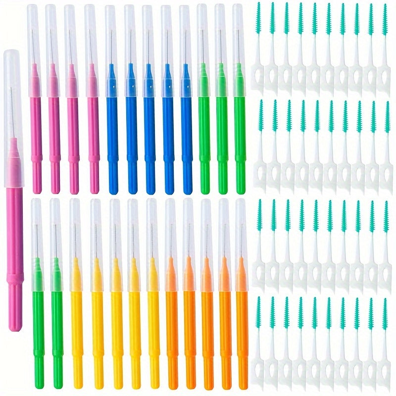 65 dona interdental tish cho'tkasi, tishlarni tozalash va dog'larni olib tashlash uchun