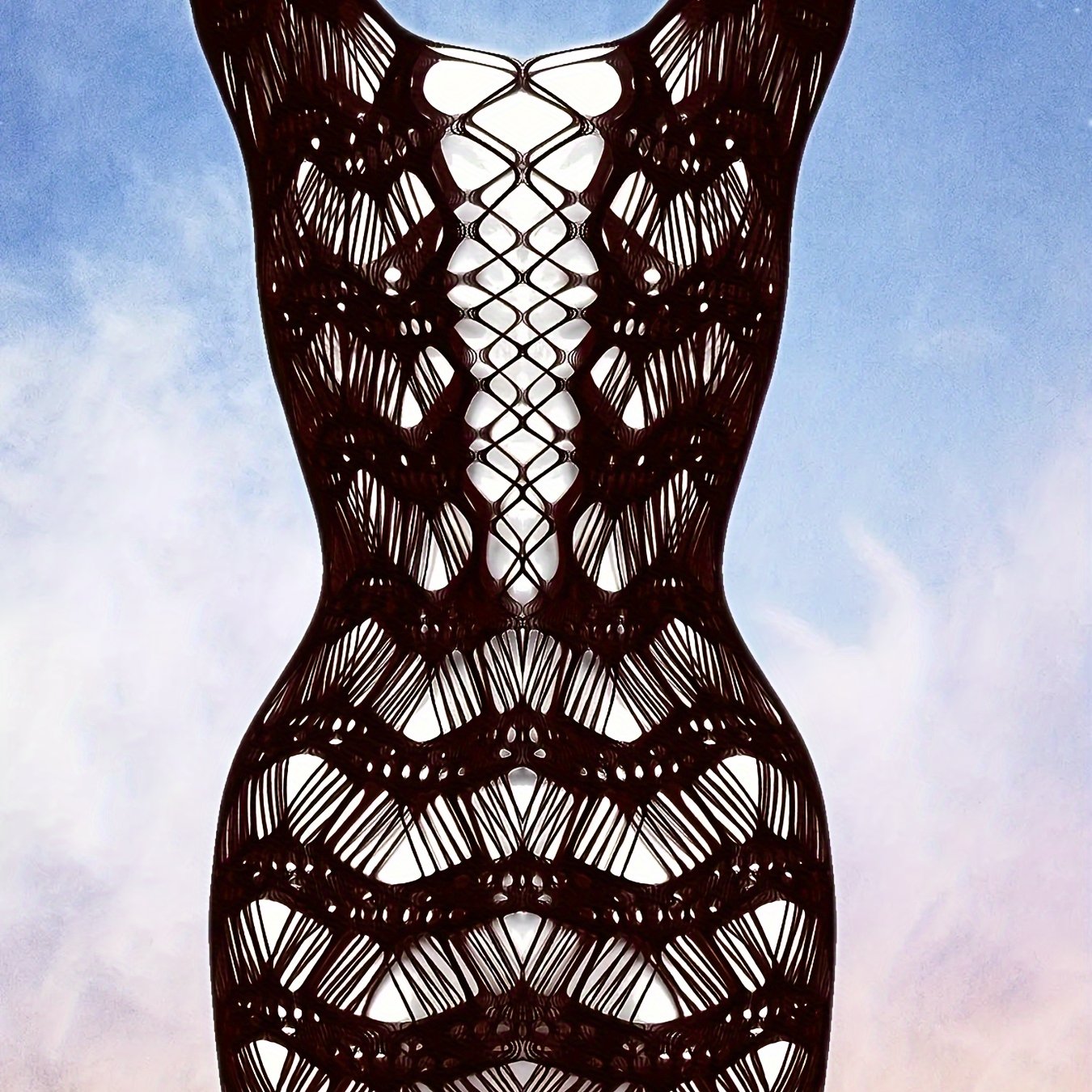 Women’s Sexy Lingerie Short Dress with Ripped Straps and Hollow Out Design