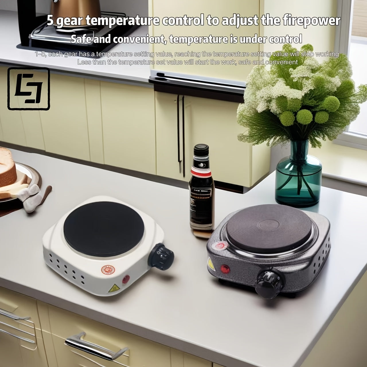 Портативный электрический нагревательный коврик с 5 уровнями мощности, чугунная плита, экономичный дизайн для кофе, чая, мока, компактный 220-240В