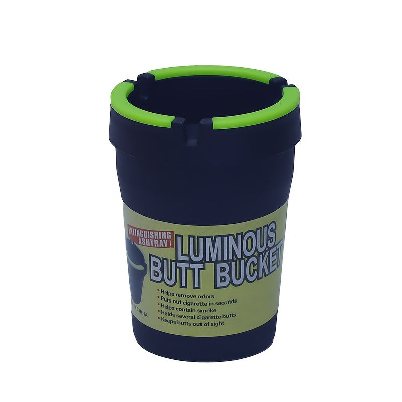 Glow-in-the-Dark Double-Layer Plastic Ashtray for Car and Home, Neon Colors