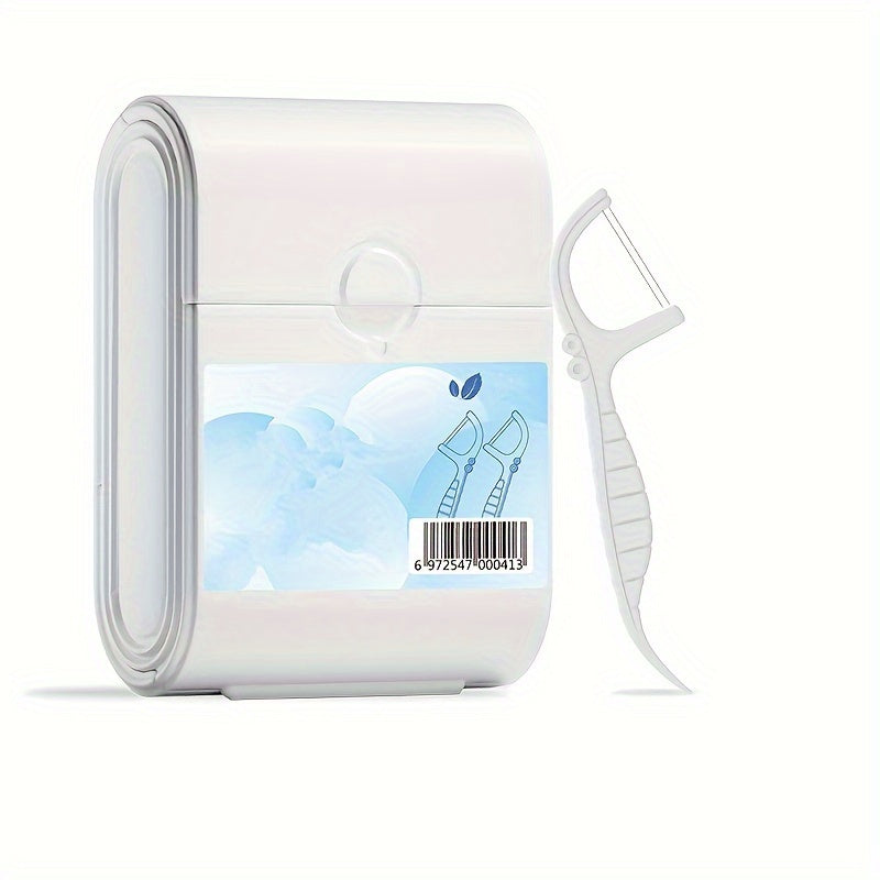 Dental Floss Sticks Disposable Double Layer Storage Box For Adults 52 Pieces Mint
