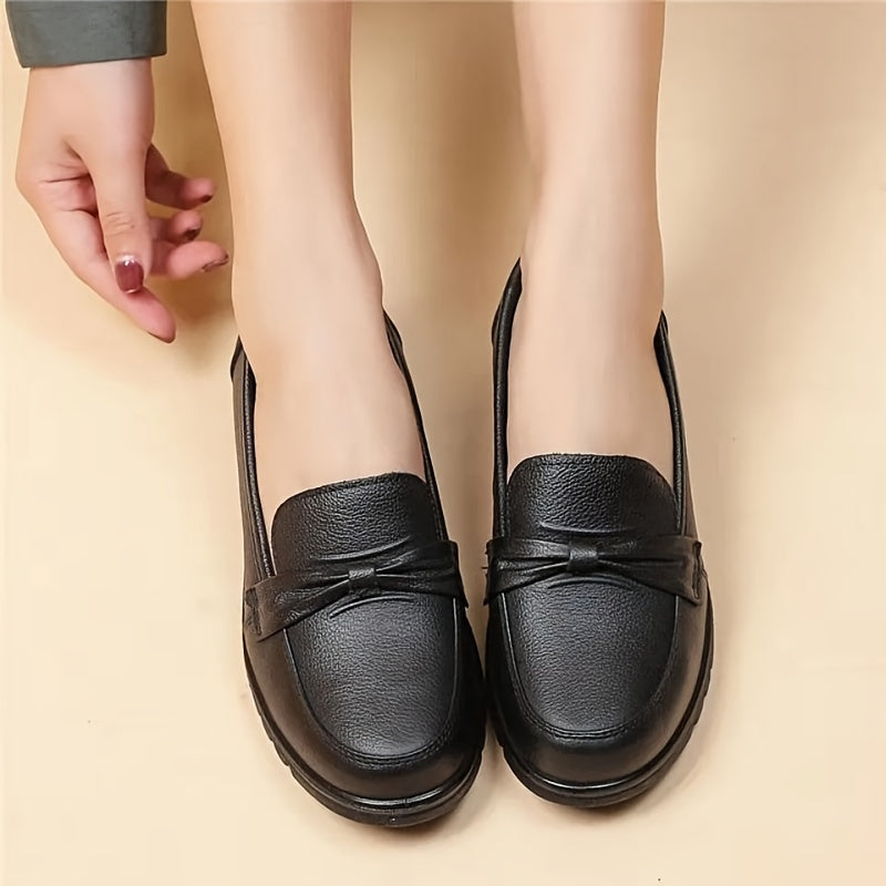 Ladies' Casual Loafers, Soft Comfortable Round Toe, Solid Color Low-Top