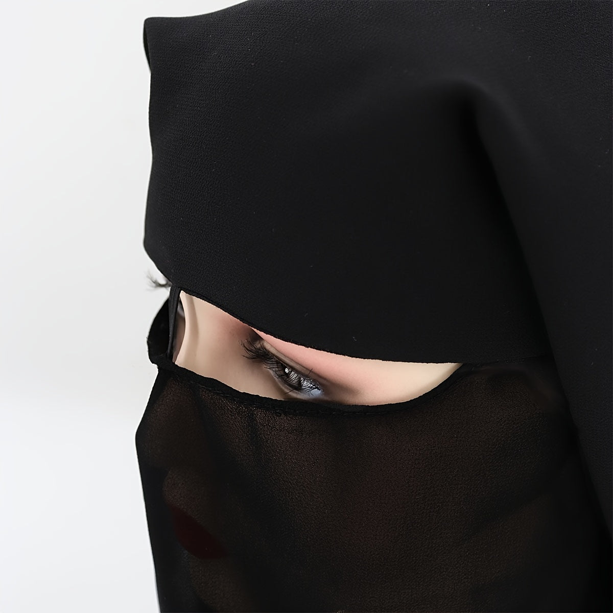 Black Chiffon Niqab Veil Breathable Headscarf for Women