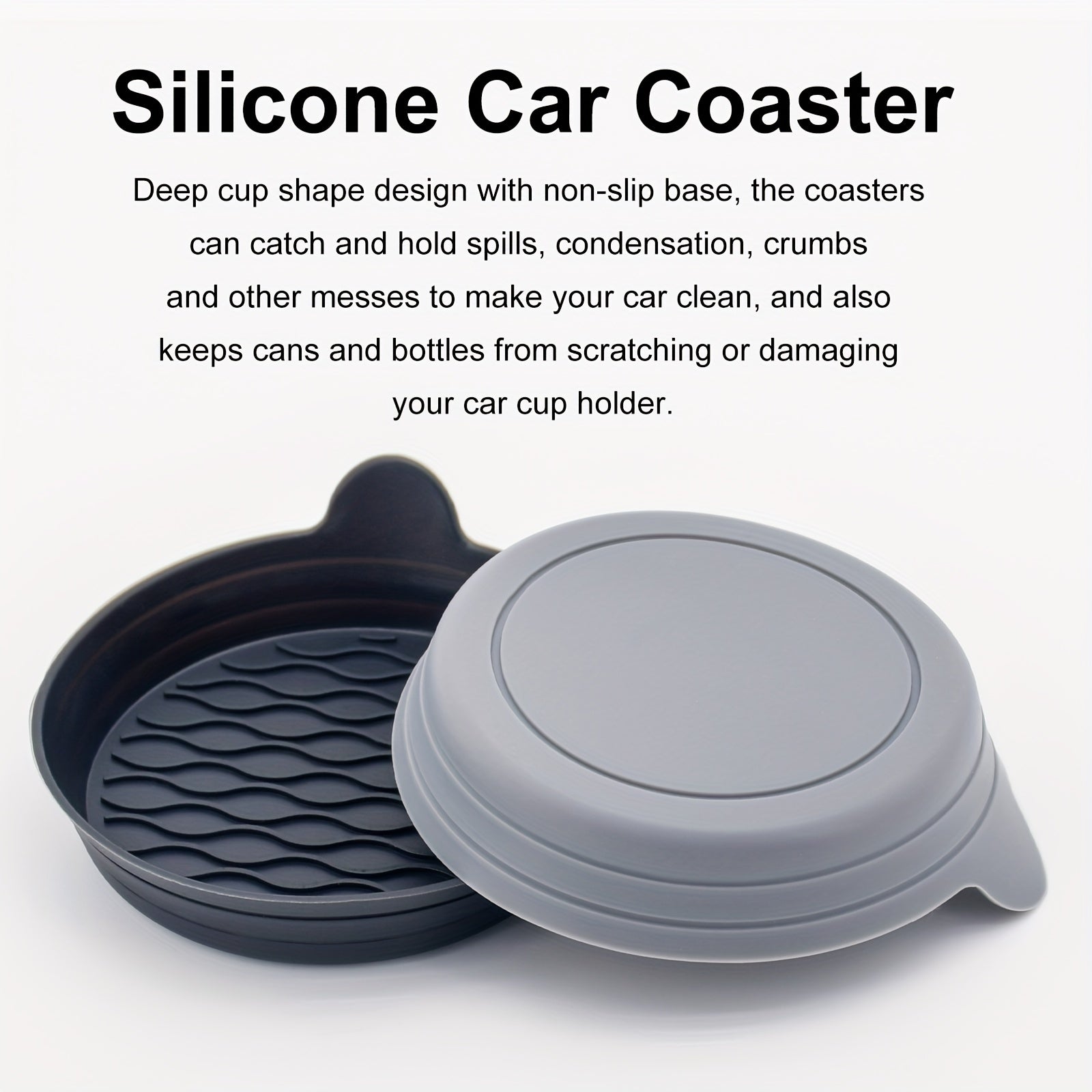2PCS Silicone Car Coasters Non-Slip Cup Holders Durable Interior Accessories