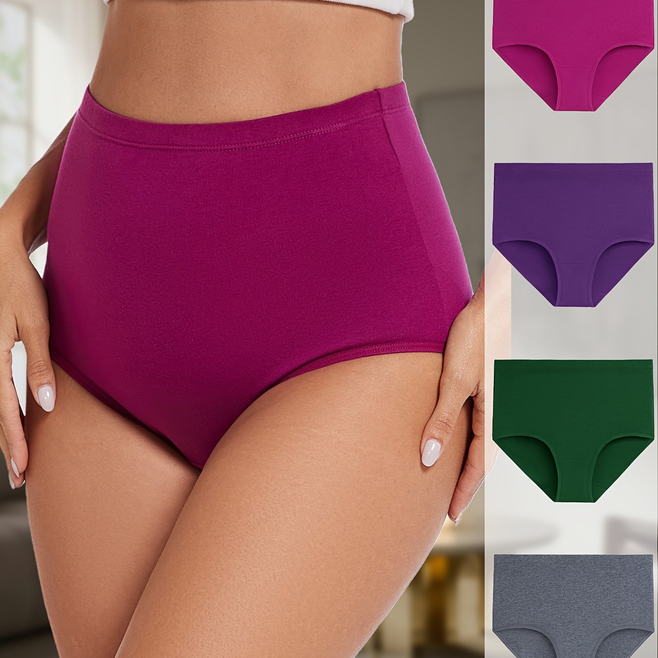 4 ta katta o'lchamdagi yuqori belli ayollar ichki kiyimlari