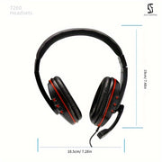 Black and Red Gaming Headset with Microphone 3.5mm Noise-Cancelling Over-Ear Headphones