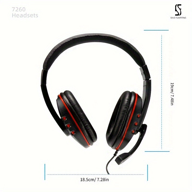Black and Red Gaming Headset with Microphone 3.5mm Noise-Cancelling Over-Ear Headphones