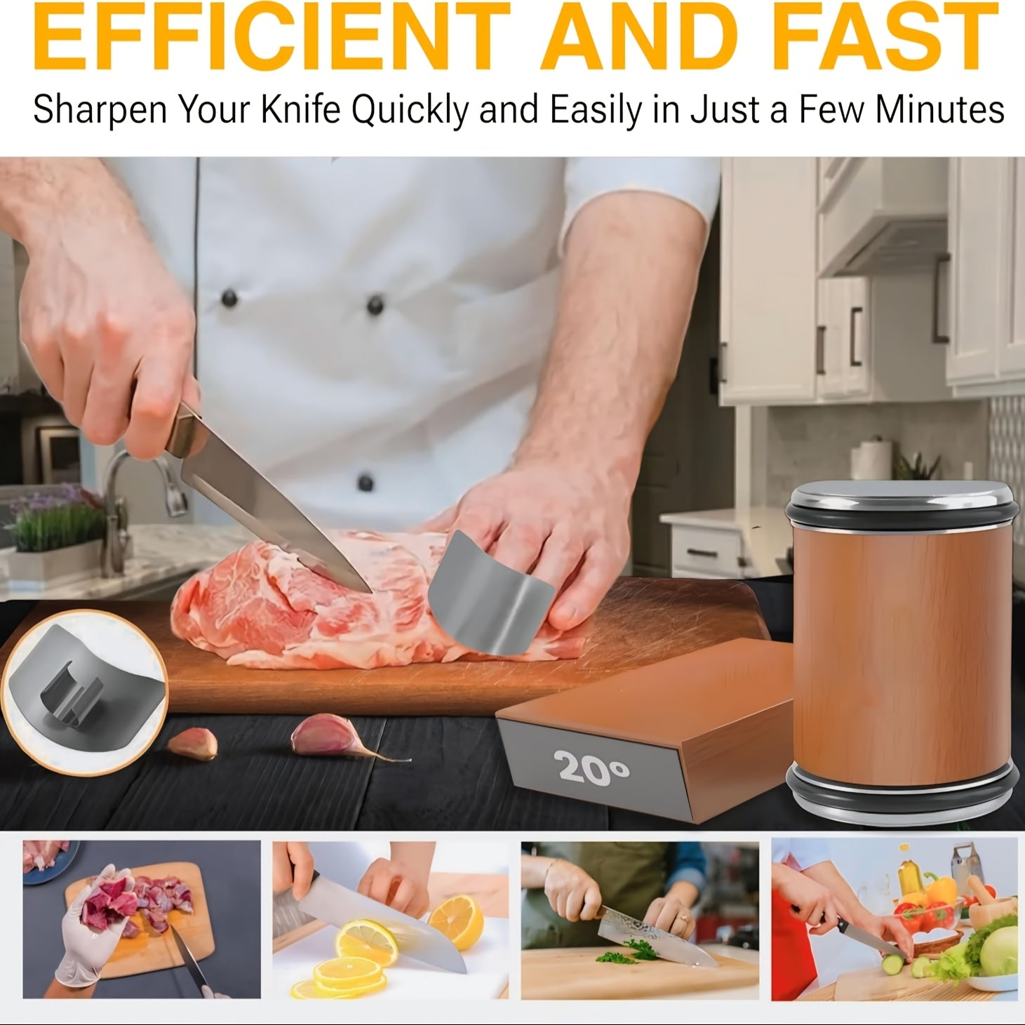 Oltin po'latdan yasalgan qattiqlashtirish asboblari to'plami, oshxona pichog'ini qattiqlashtirish uchun Burr Sharpener bilan