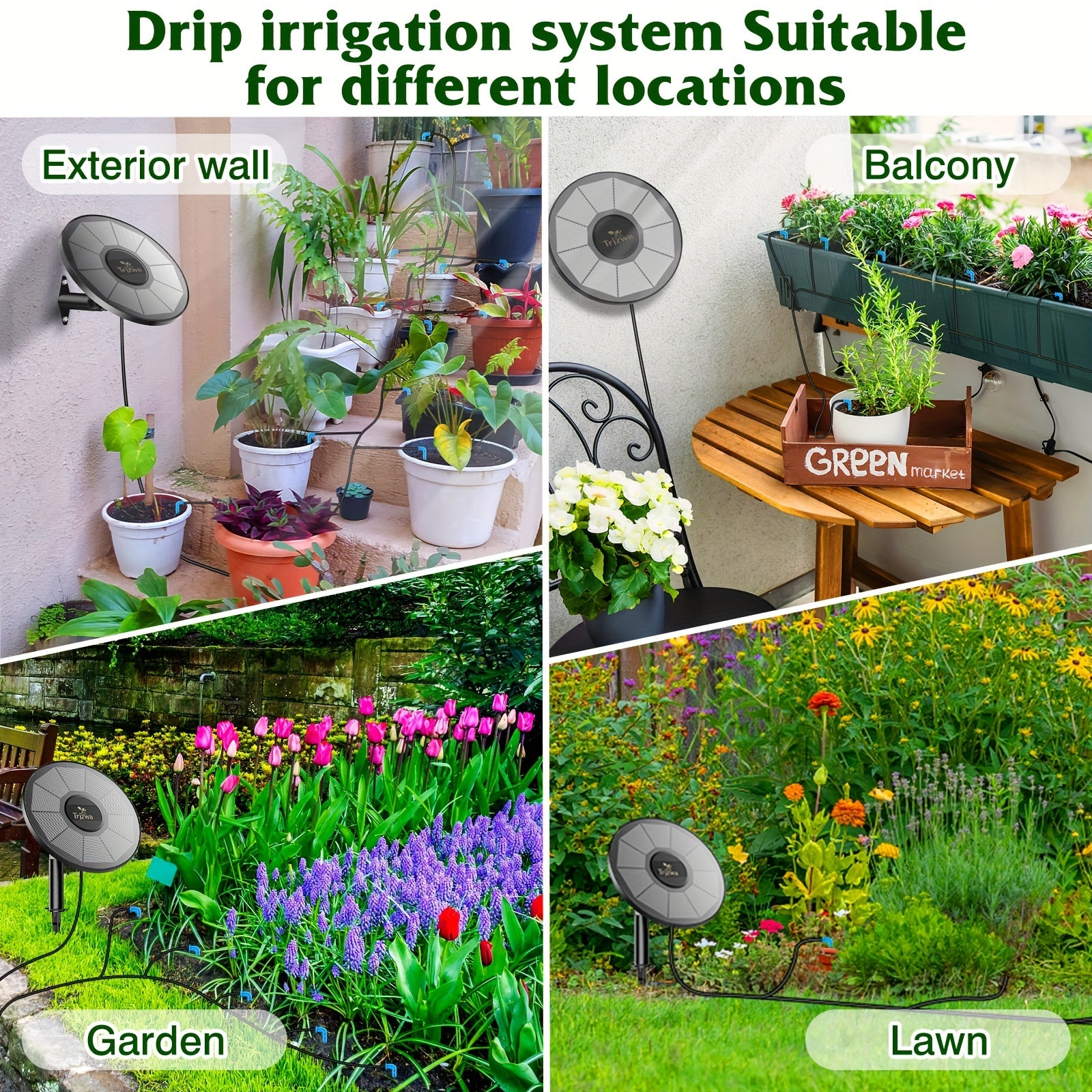 Solar Powered Drip Irrigation Kit with LCD Timer for Indoor Outdoor Gardening