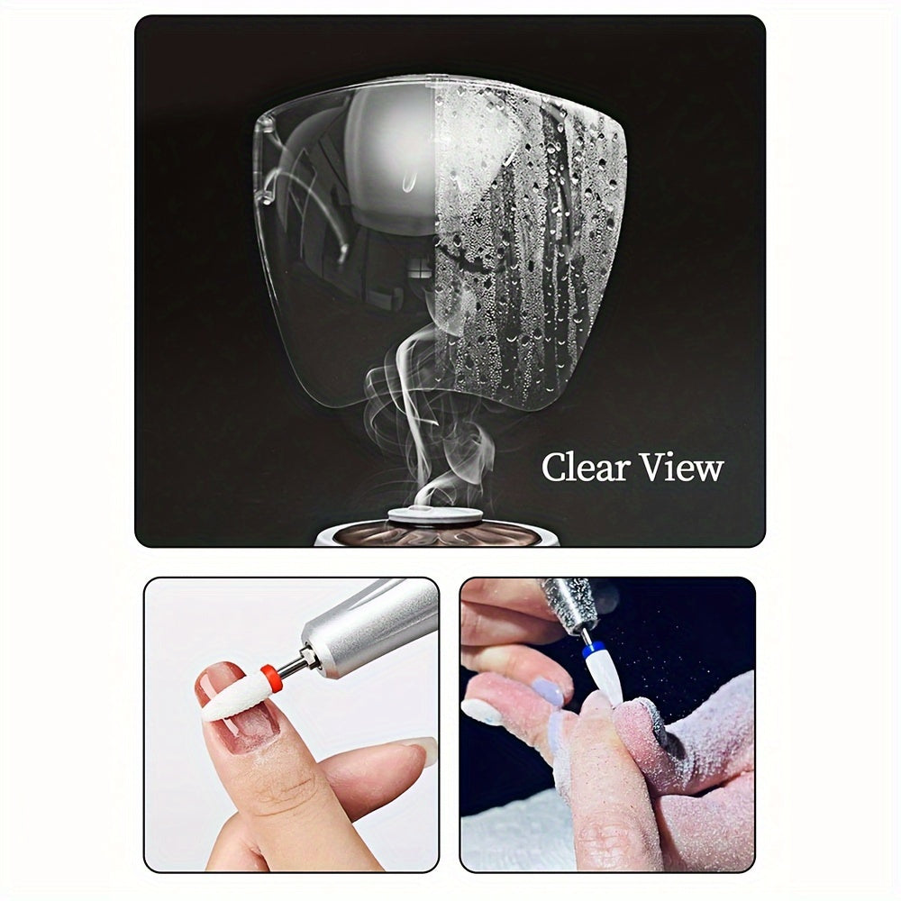 Full Face Shield for Nail Art HD Transparent Acrylic Dustproof Fog-Resistant Lightweight