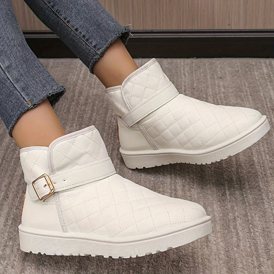 Women's Quilted Fleece-Lined Winter Snow Boots with Non-Slip Sole