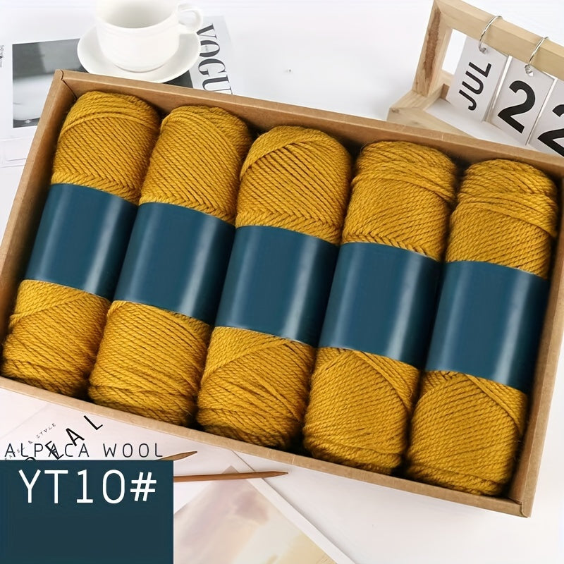 Camel Wool Yarn Pack of 5 Balls 500g Medium Thickness for Knitting Sweaters Scarves