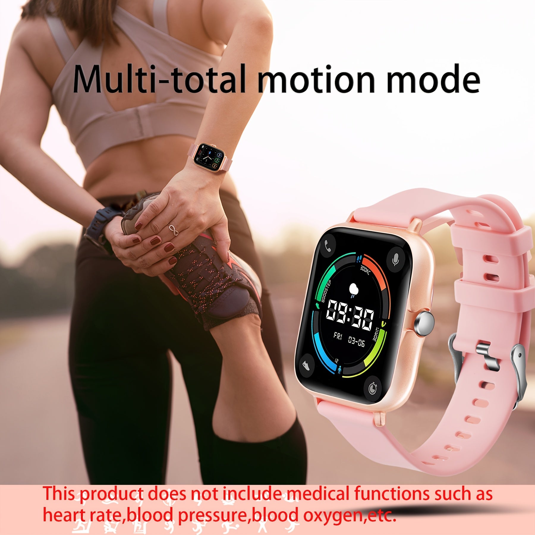 Smart Watch with 4.34cm OLED Display Call Message Pedometer Fitness Tracker Wireless USB Rechargeable