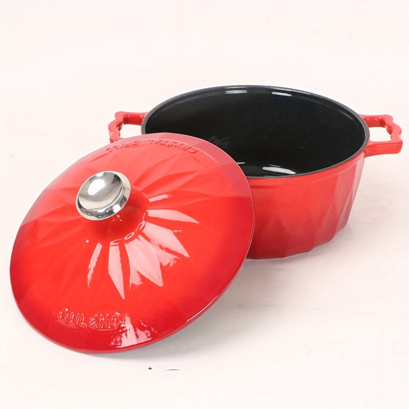 Enamel-Coated Cast Iron Stew Pan with Cover for Rice Soup and Dishes