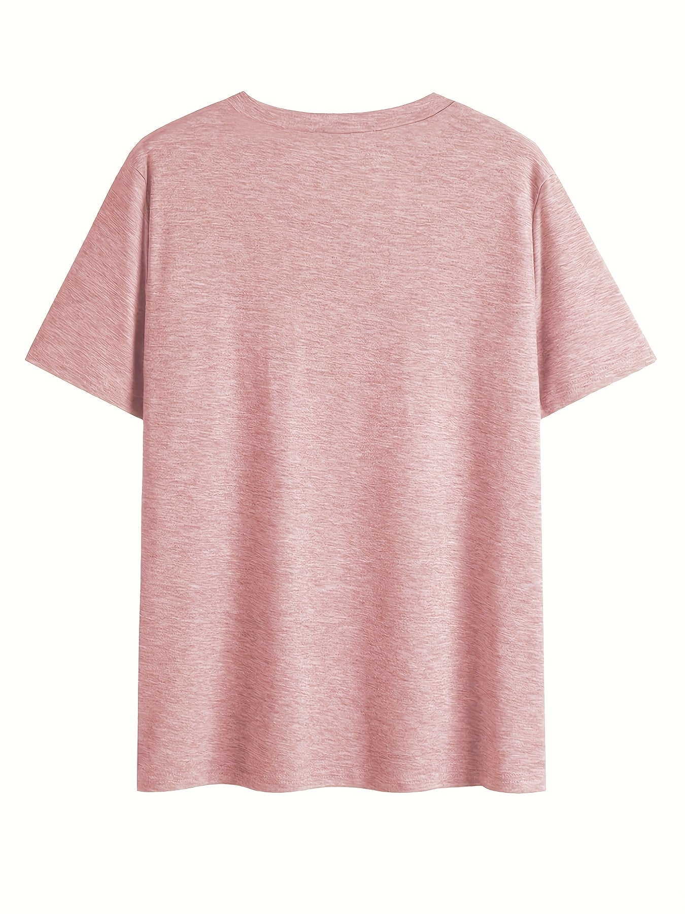 Women’s Short Sleeve V-Neck T-Shirt Soft Pink Geometric Print Casual Top