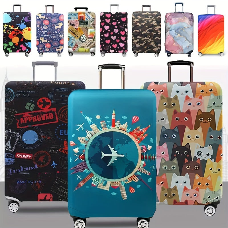 Cartoon Patterned Elastic Luggage Cover for Travel Suitcase or Duffle Case