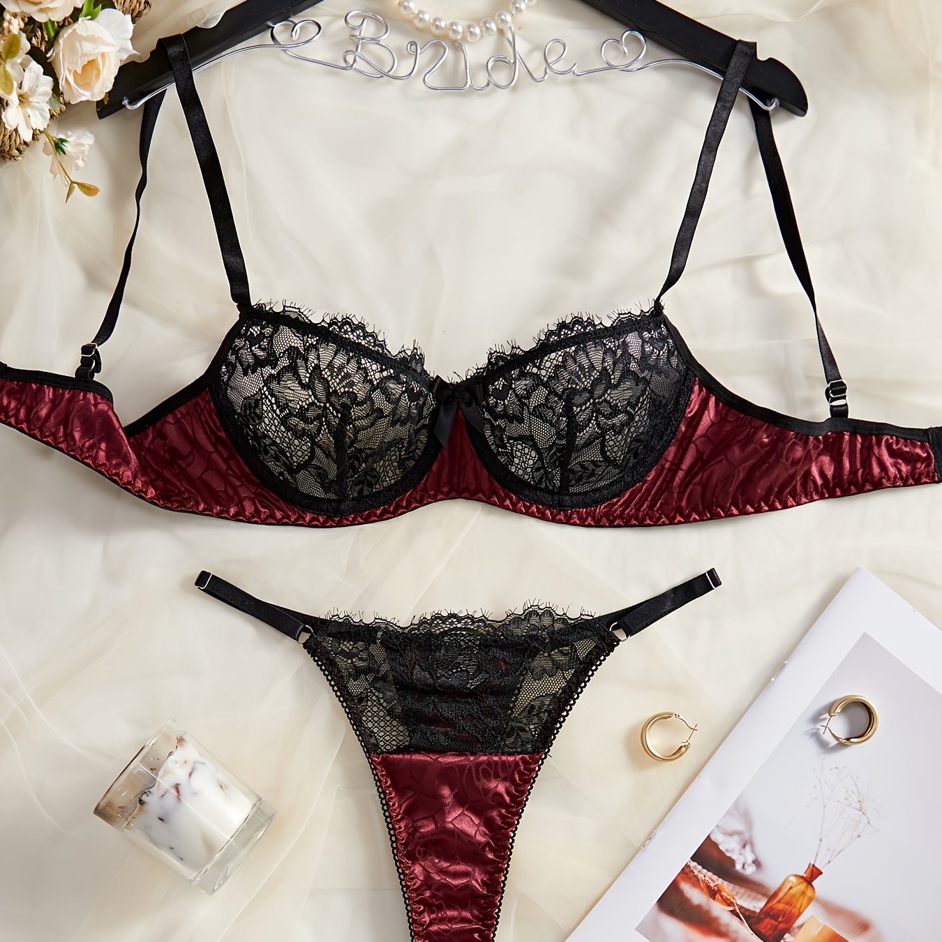 Women's Seductive Lace Lingerie Set with Adjustable Straps