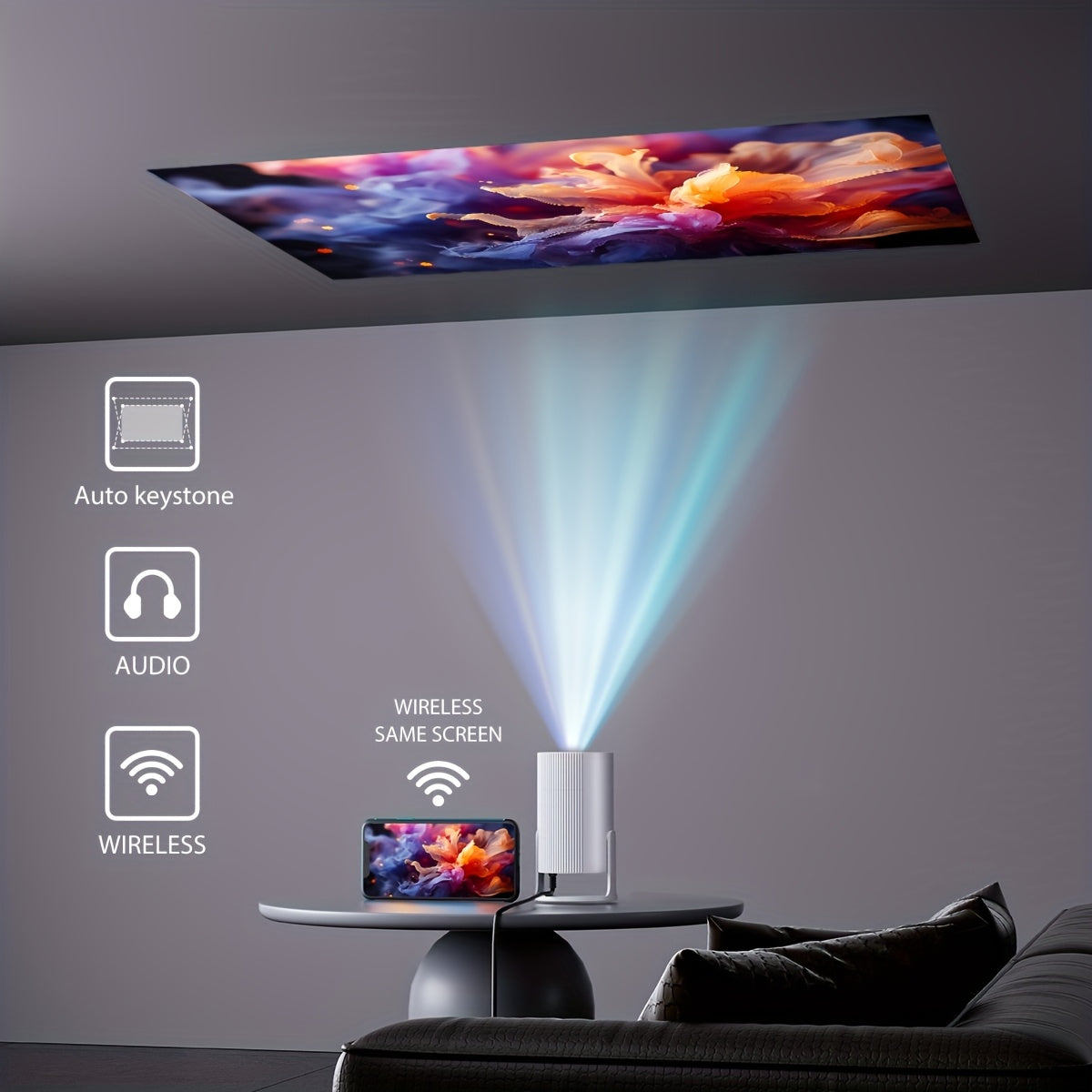 Mini Projector 720P HD Wi-Fi 260 Lumens with Remote and Android 11