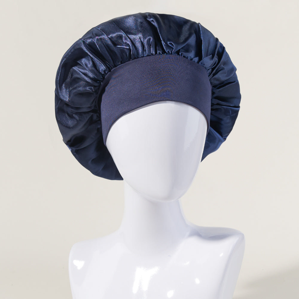 Women's Satin Sleeping Cap with Wide Elastic Band for Curly Hair