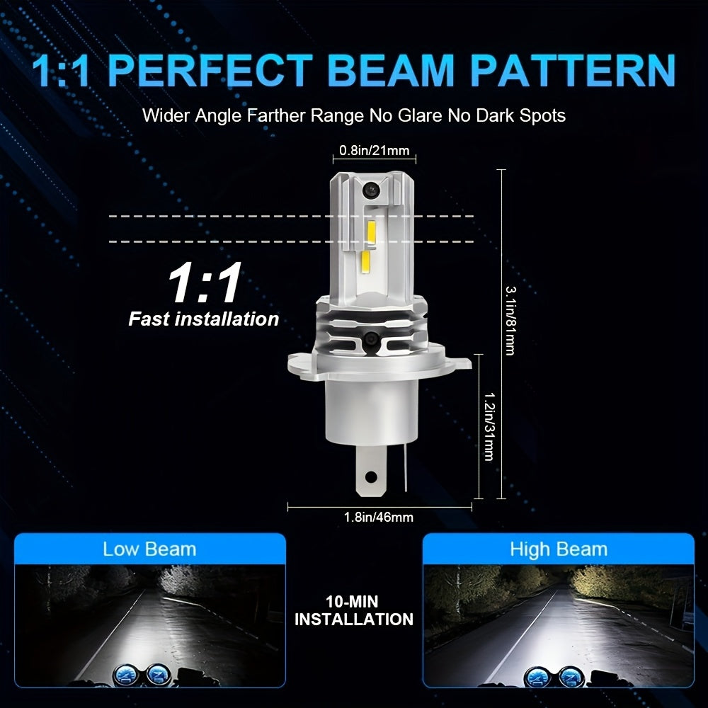 Motorcycle LED Headlight Bulb 9003 6000K Cool White 1500LM Plug & Play