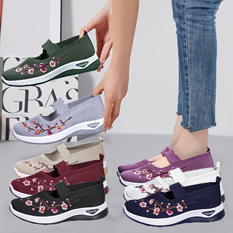 Women's Breathable Knit Sneakers Non-Slip Lightweight Casual Mesh Shoes in Multiple Colors