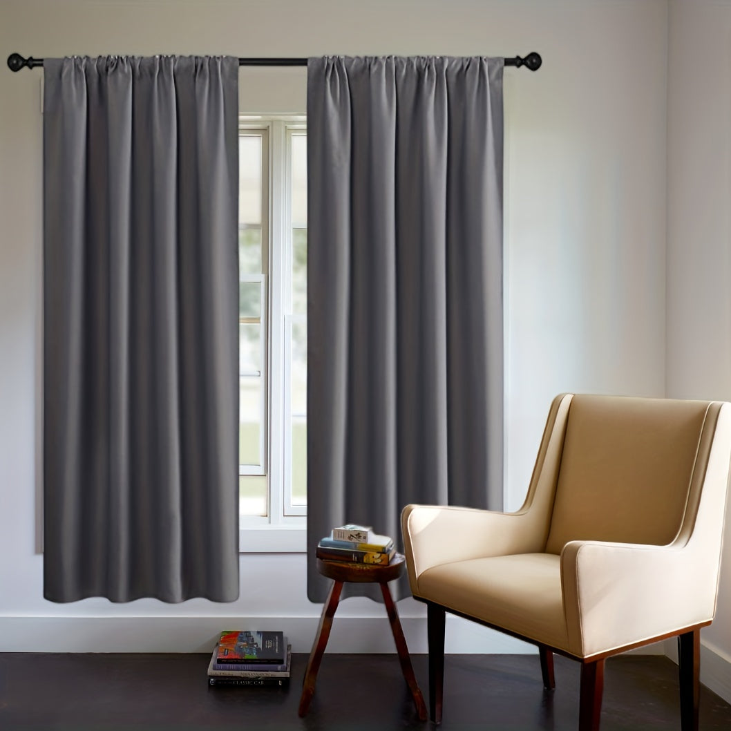Blackout Curtain Panel Thick Rod Pocket Light Blocking Insulation Bedroom 200g