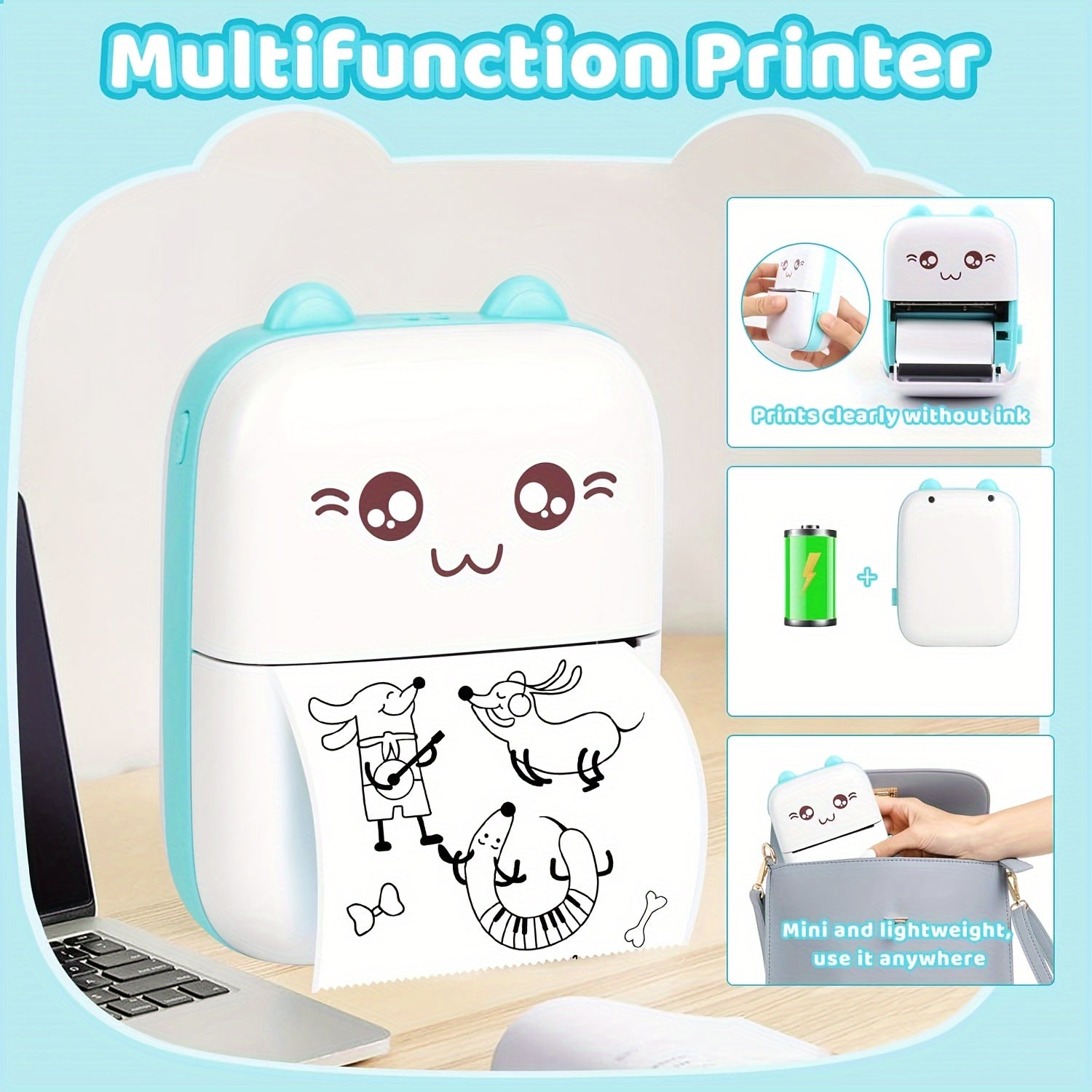 Impresora de etiquetas térmicas mini inalámbrica portátil con USB recargable para iOS y Android