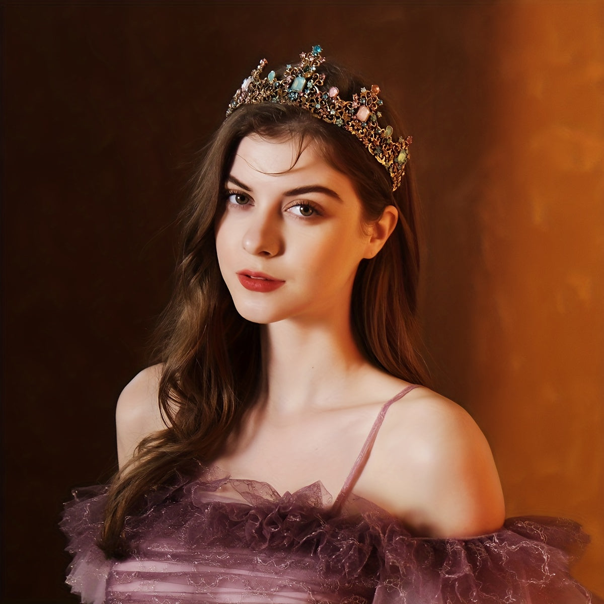 Цветная корона-ободок из сплава драгоценных камней для вечеринок, свадеб и косплея